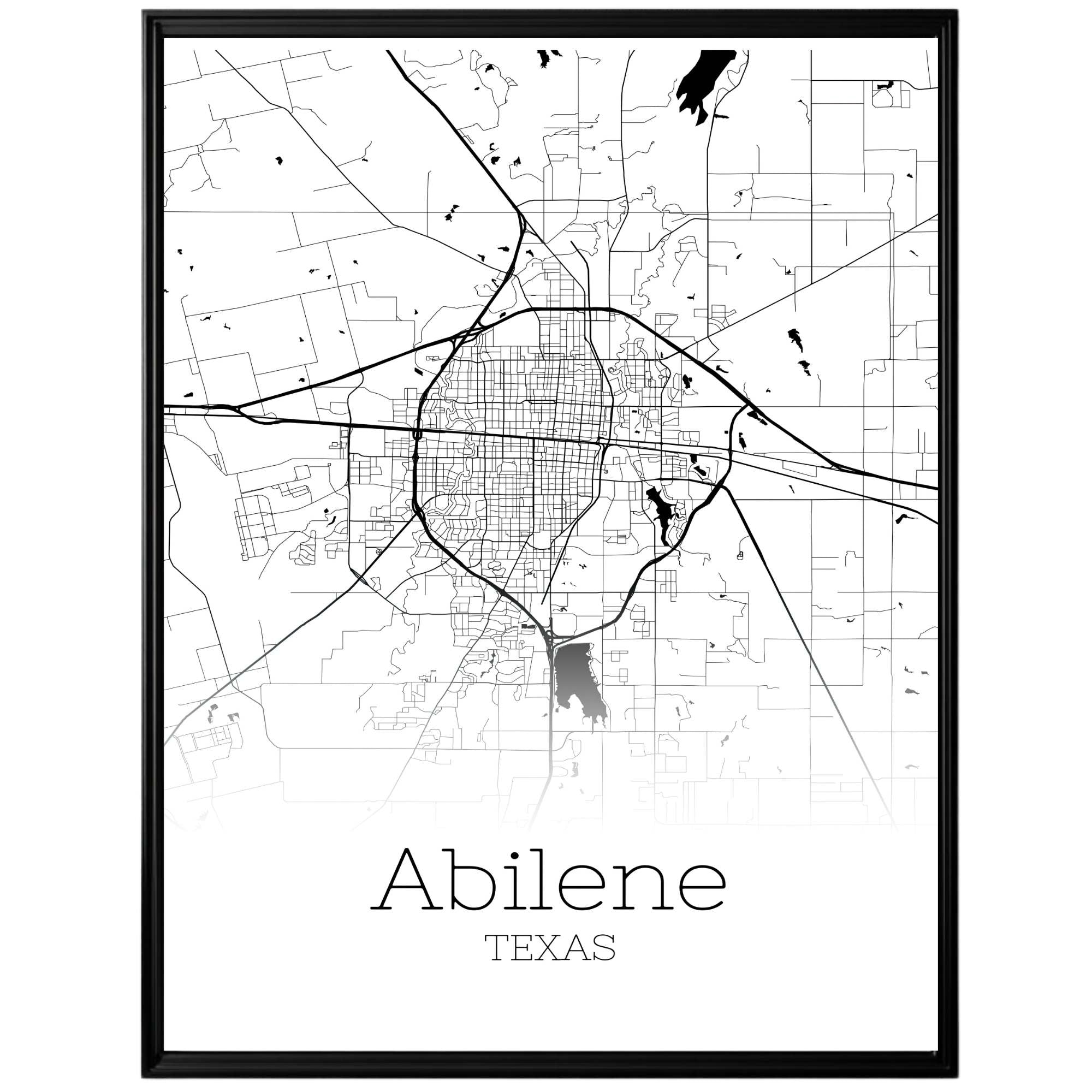 Abilene Texas City Map Poster - GroovyGrove