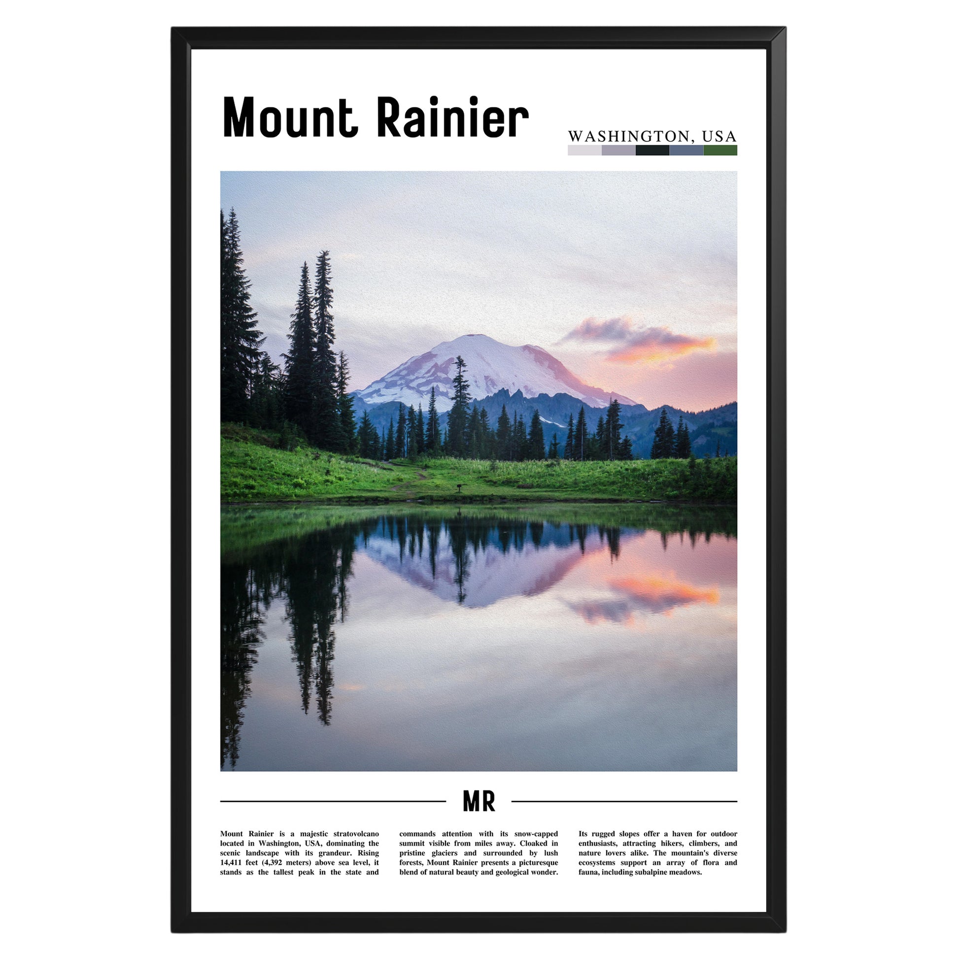 Mount Rainier National Park Photographic Poster