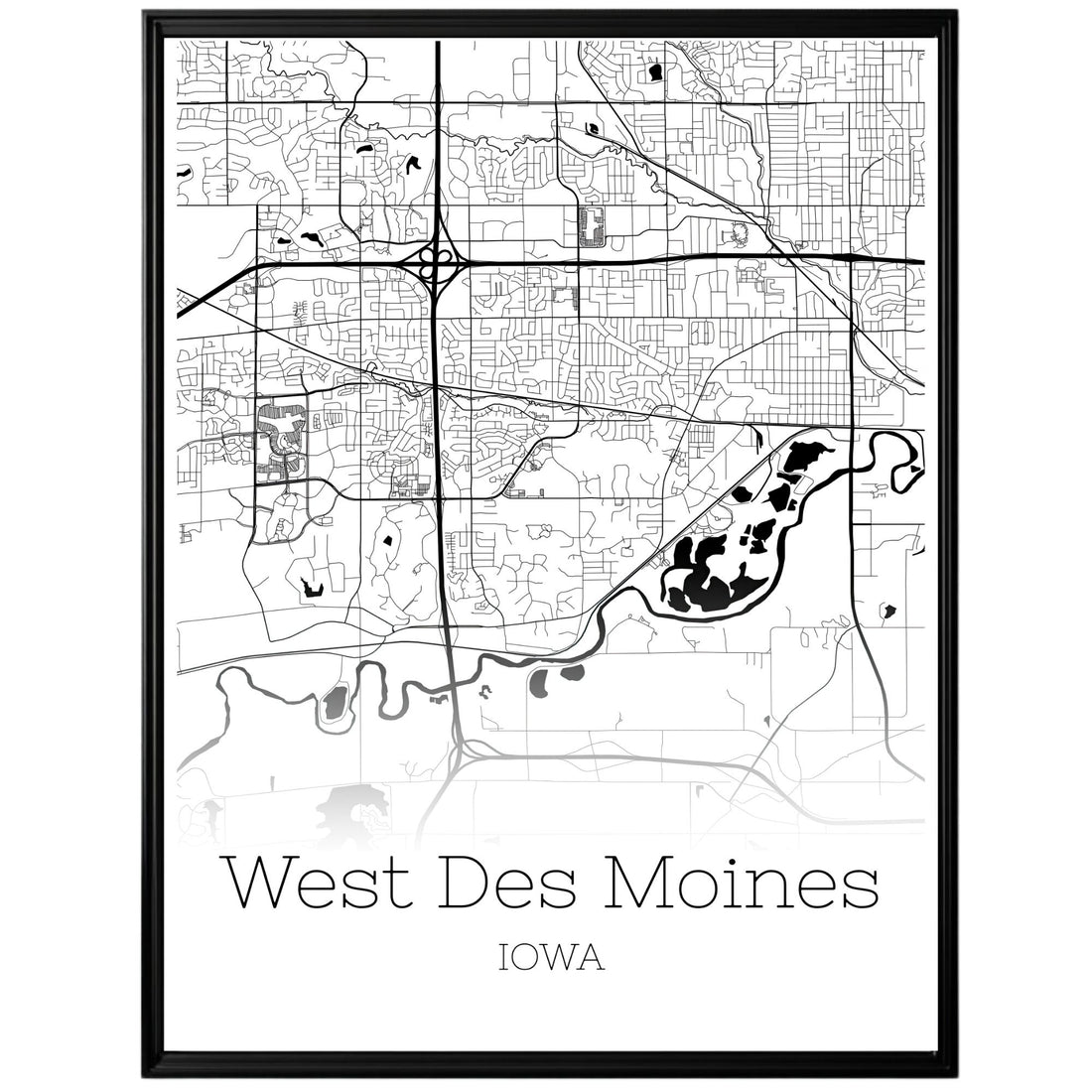 West Des Moines Iowa City Map Poster - GroovyGrove