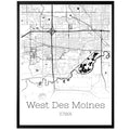 West Des Moines Iowa City Map Poster - GroovyGrove