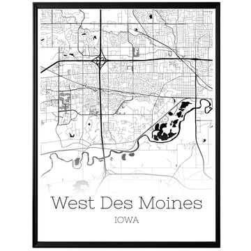 West Des Moines Iowa City Map Poster - GroovyGrove