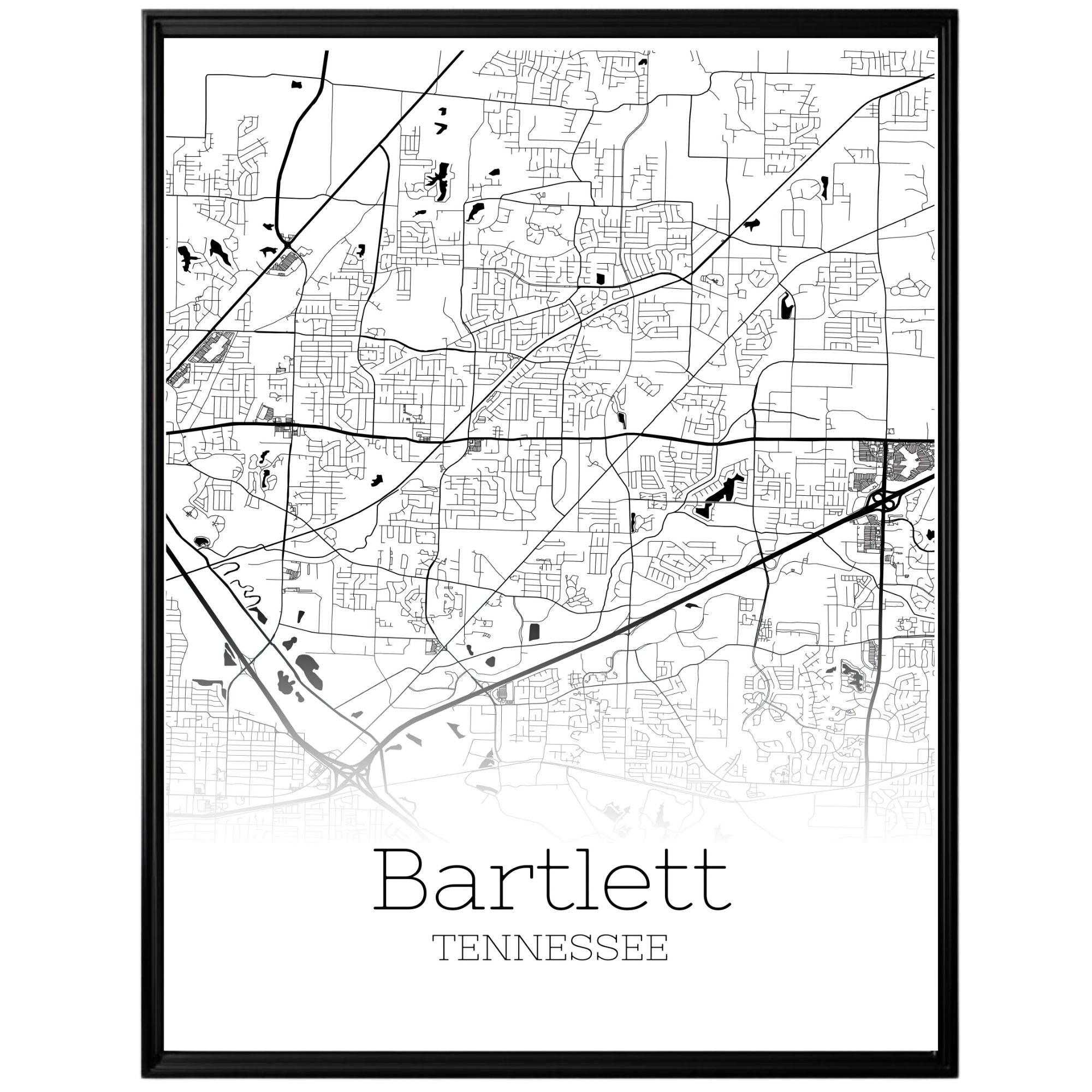 Bartlett Tennessee City Map Poster - GroovyGrove