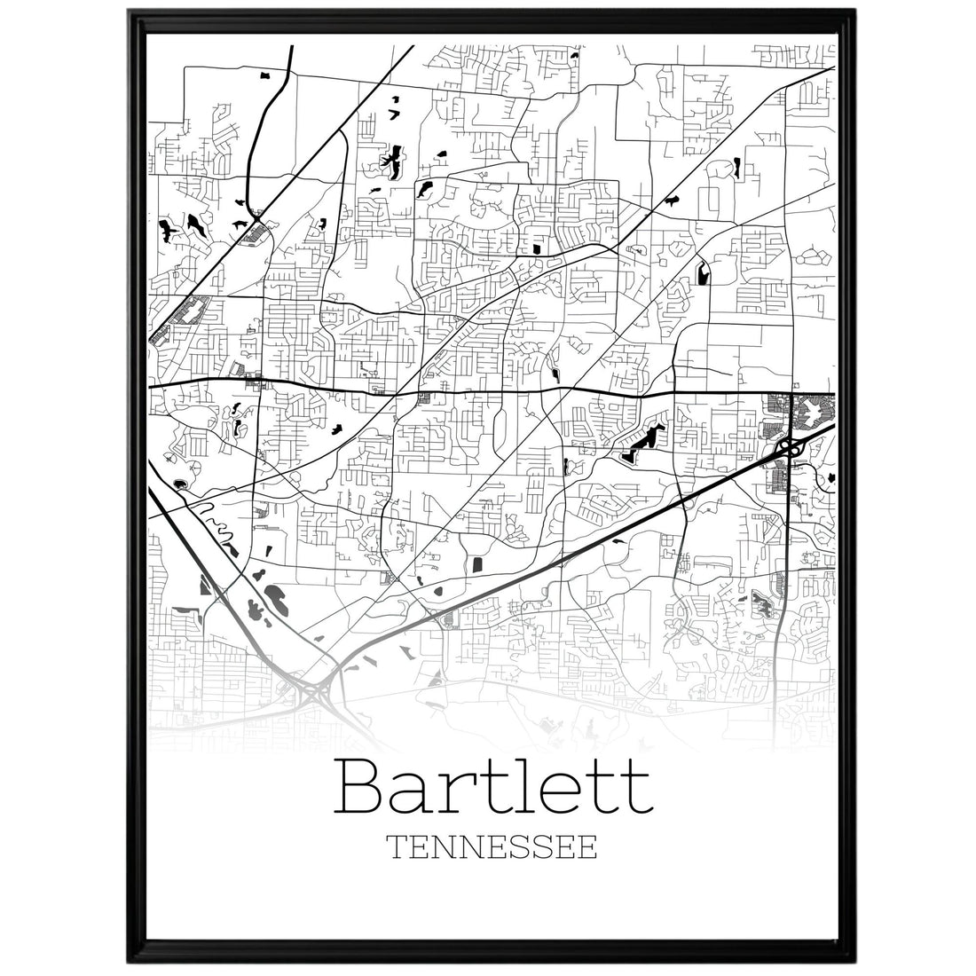 Bartlett Tennessee City Map Poster - GroovyGrove