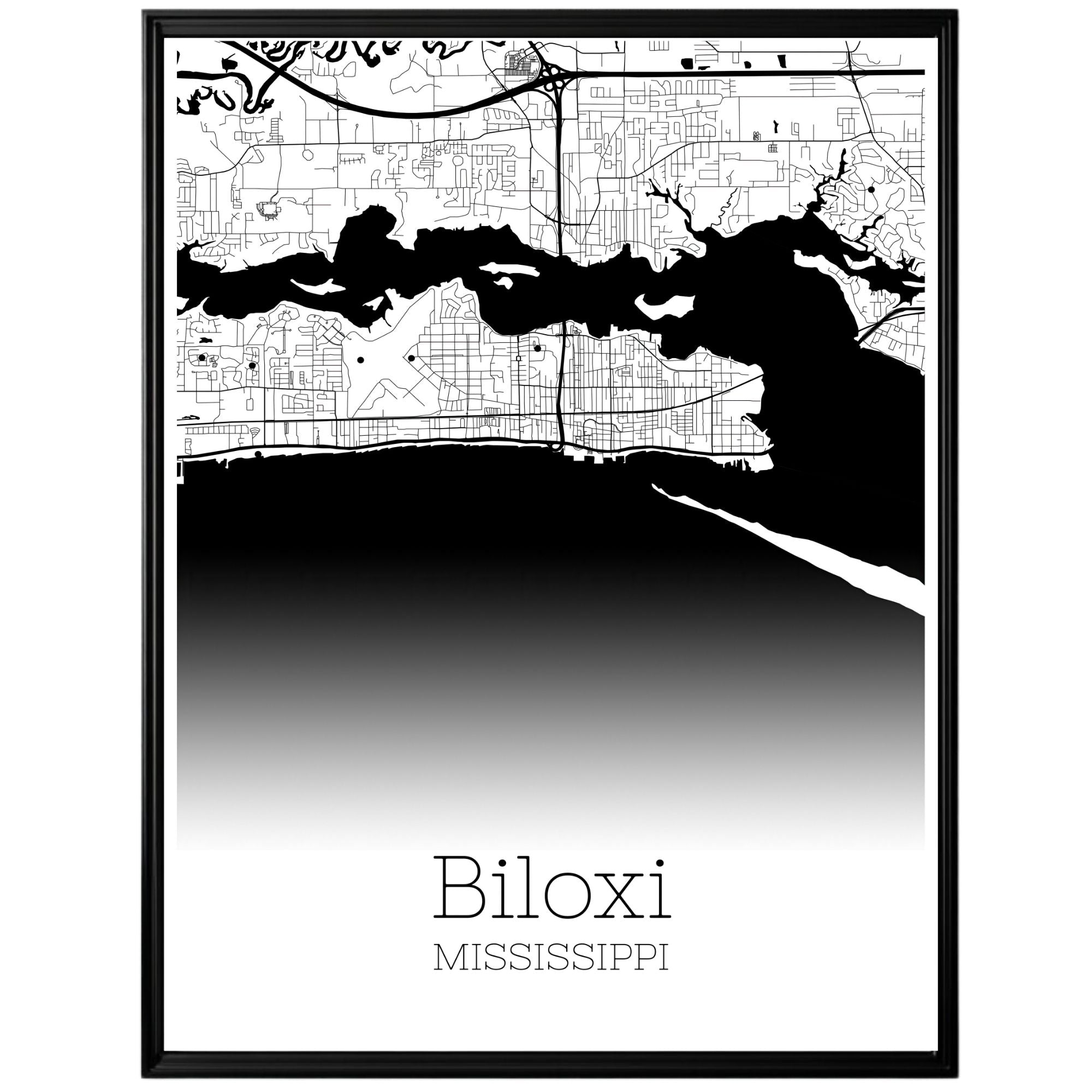 Biloxi Mississippi City Map Poster - GroovyGrove