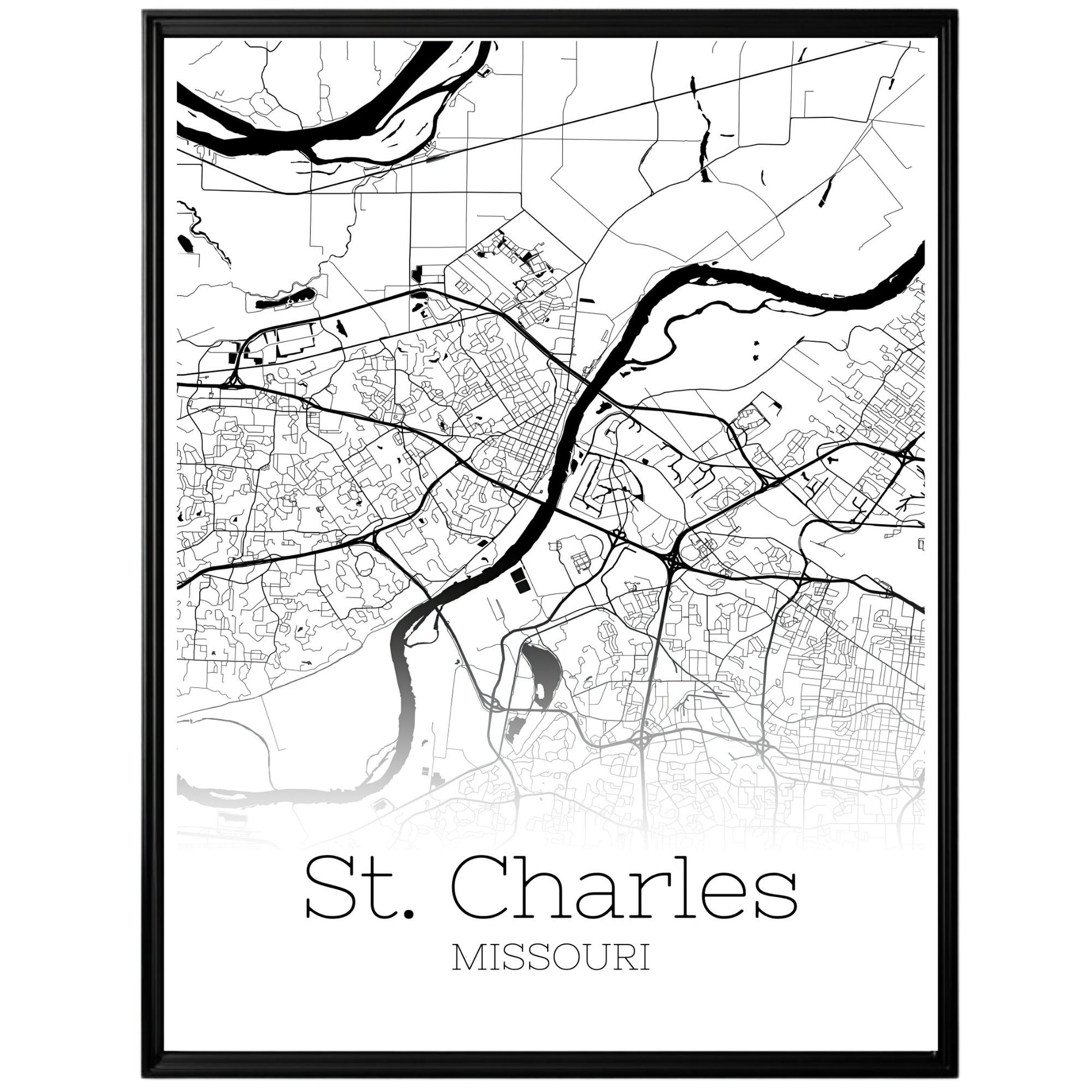 St. Charles Missouri City Map Poster - GroovyGrove