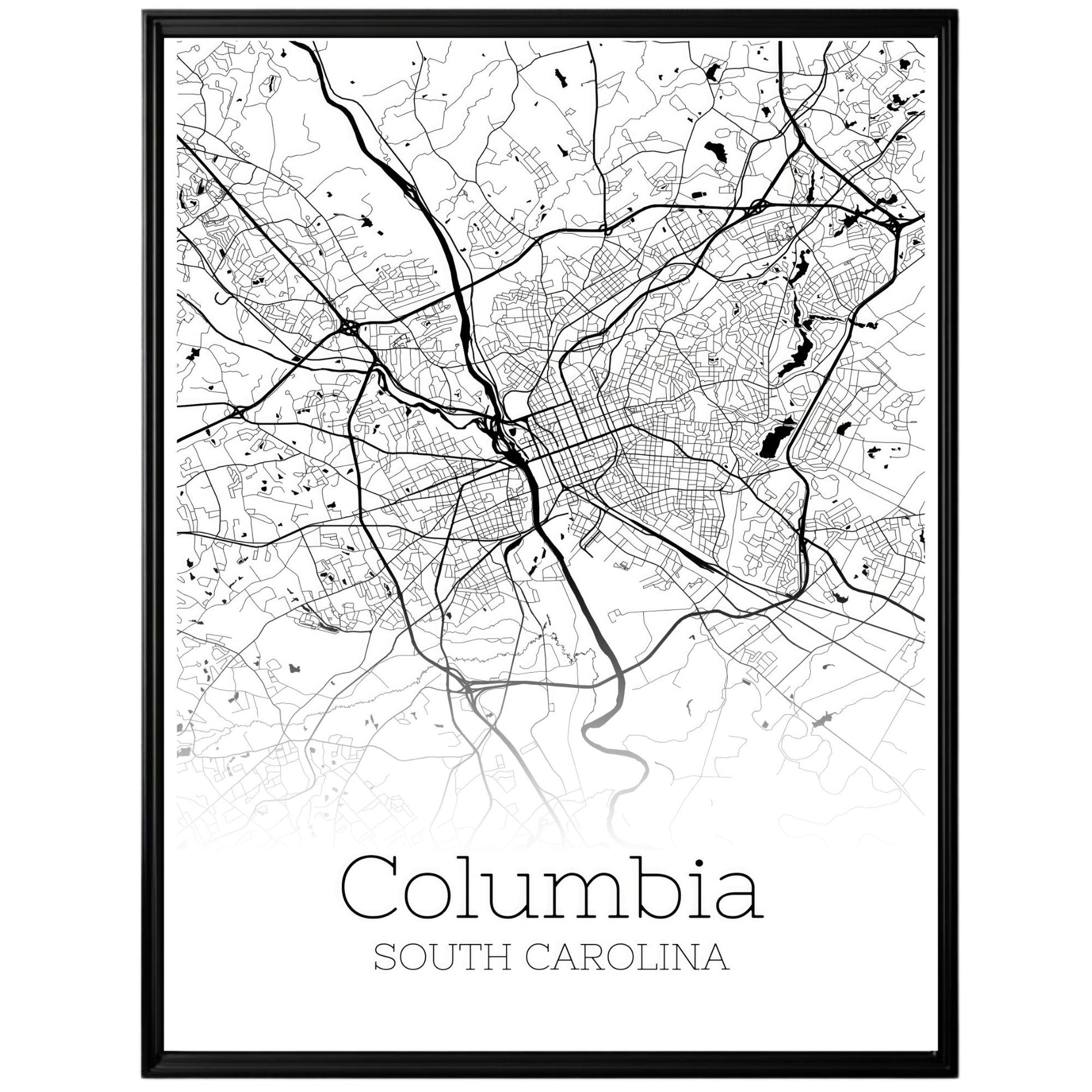 Columbia South Carolina City Map Poster - GroovyGrove