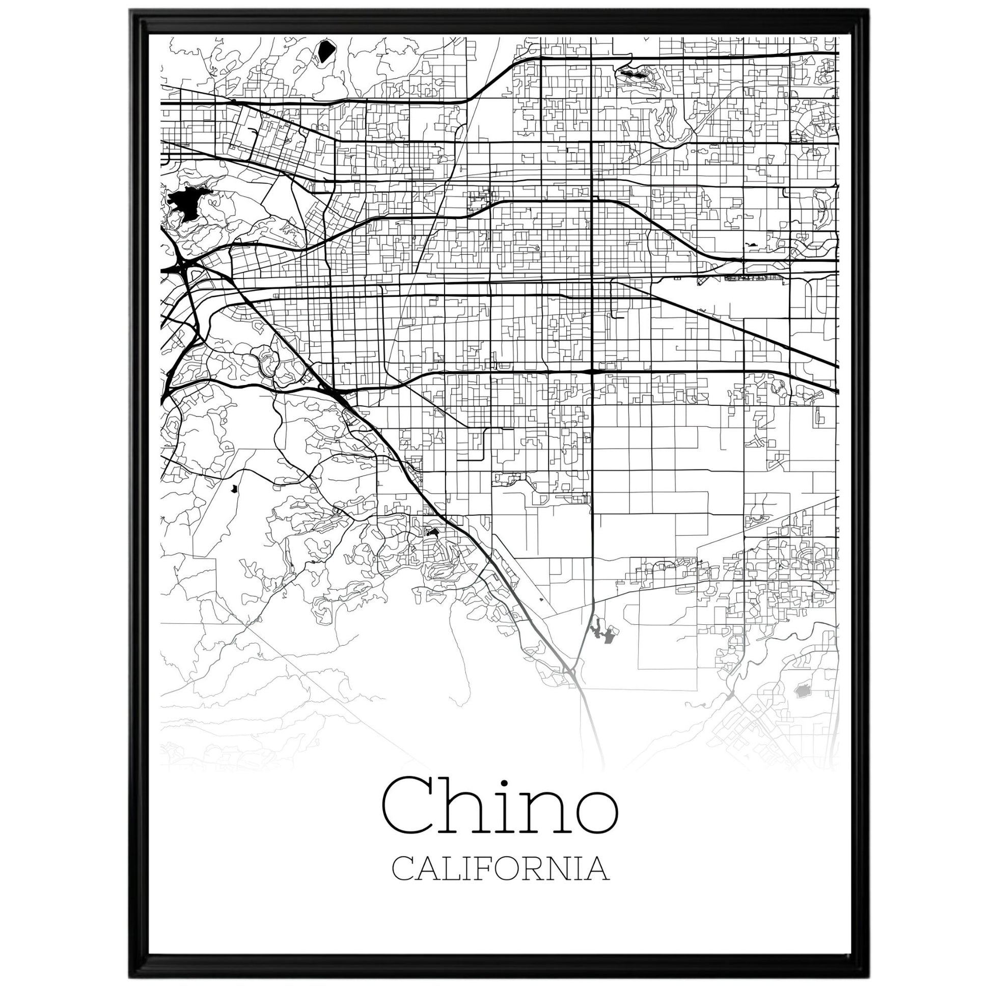 Chino California City Map Poster - GroovyGrove