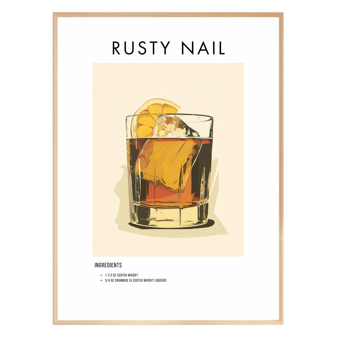 Rusty Nail Retro Cocktail Poster - GroovyGrove