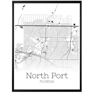 North Port Florida City Map Poster - GroovyGrove