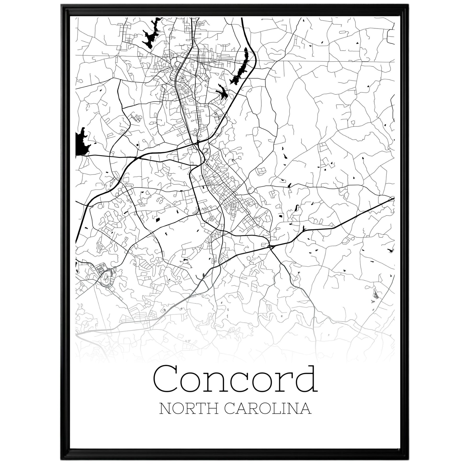 Concord North Carolina City Map Poster - GroovyGrove