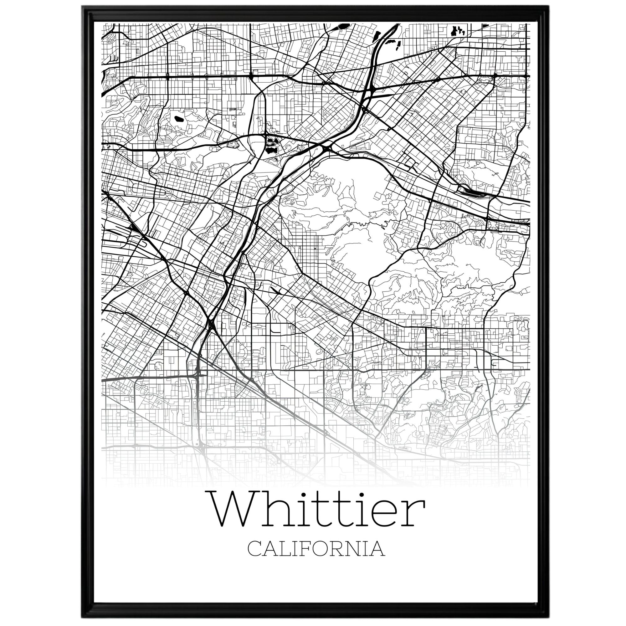 Whittier California City Map Poster - GroovyGrove