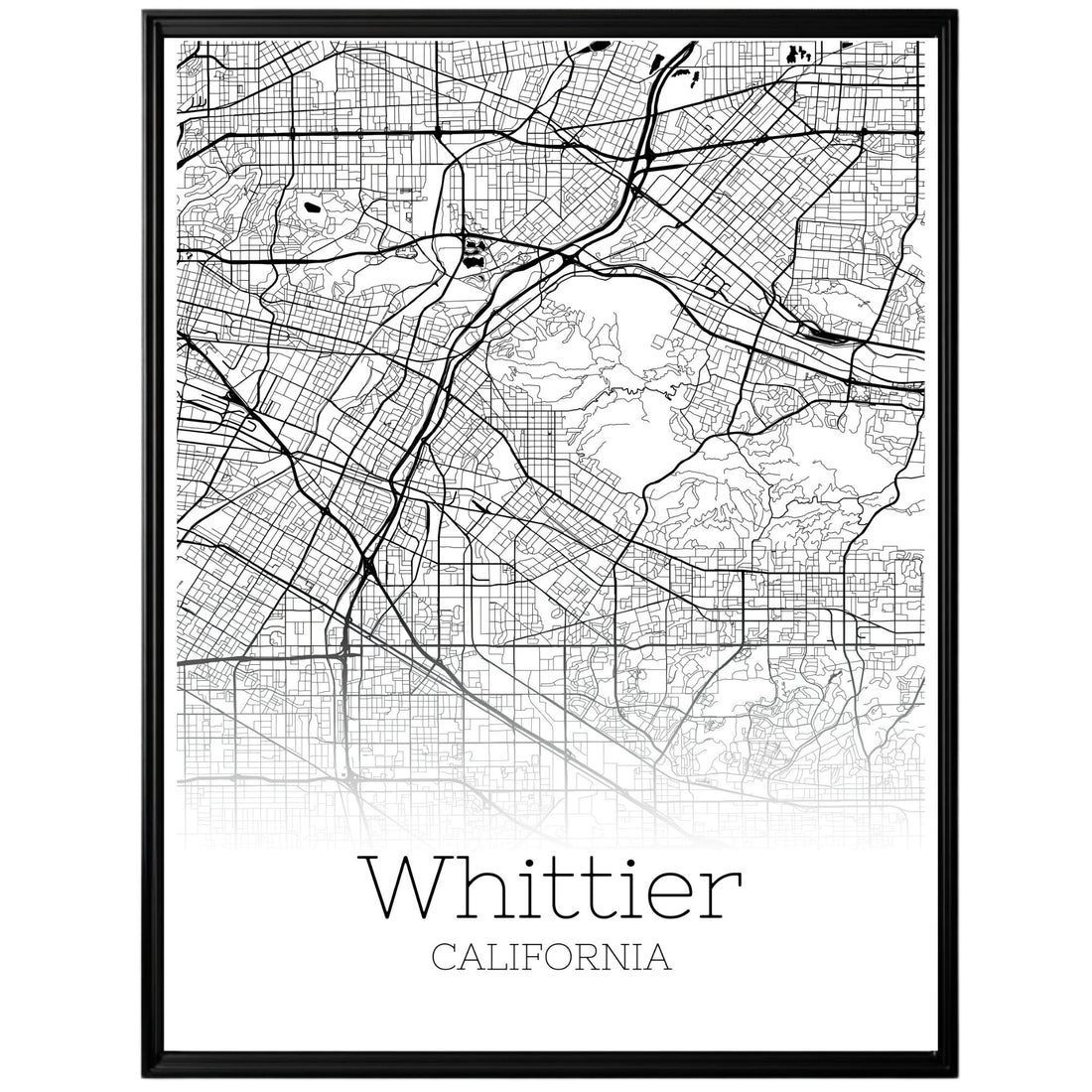 Whittier California City Map Poster - GroovyGrove