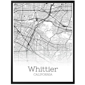 Whittier California City Map Poster - GroovyGrove