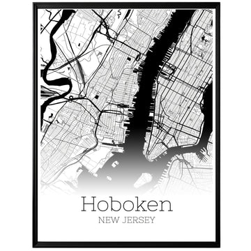 Hoboken New Jersey City Map Poster - GroovyGrove