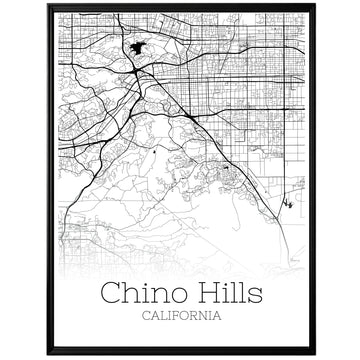 Chino Hills California City Map Poster - GroovyGrove