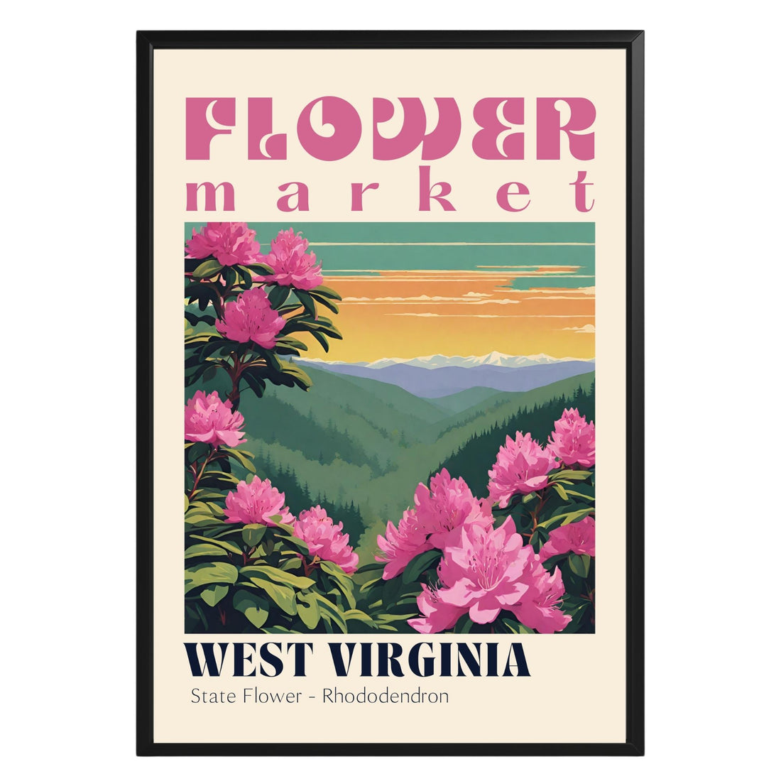 West Virginia Flower Market Vintage Poster - GroovyGrove