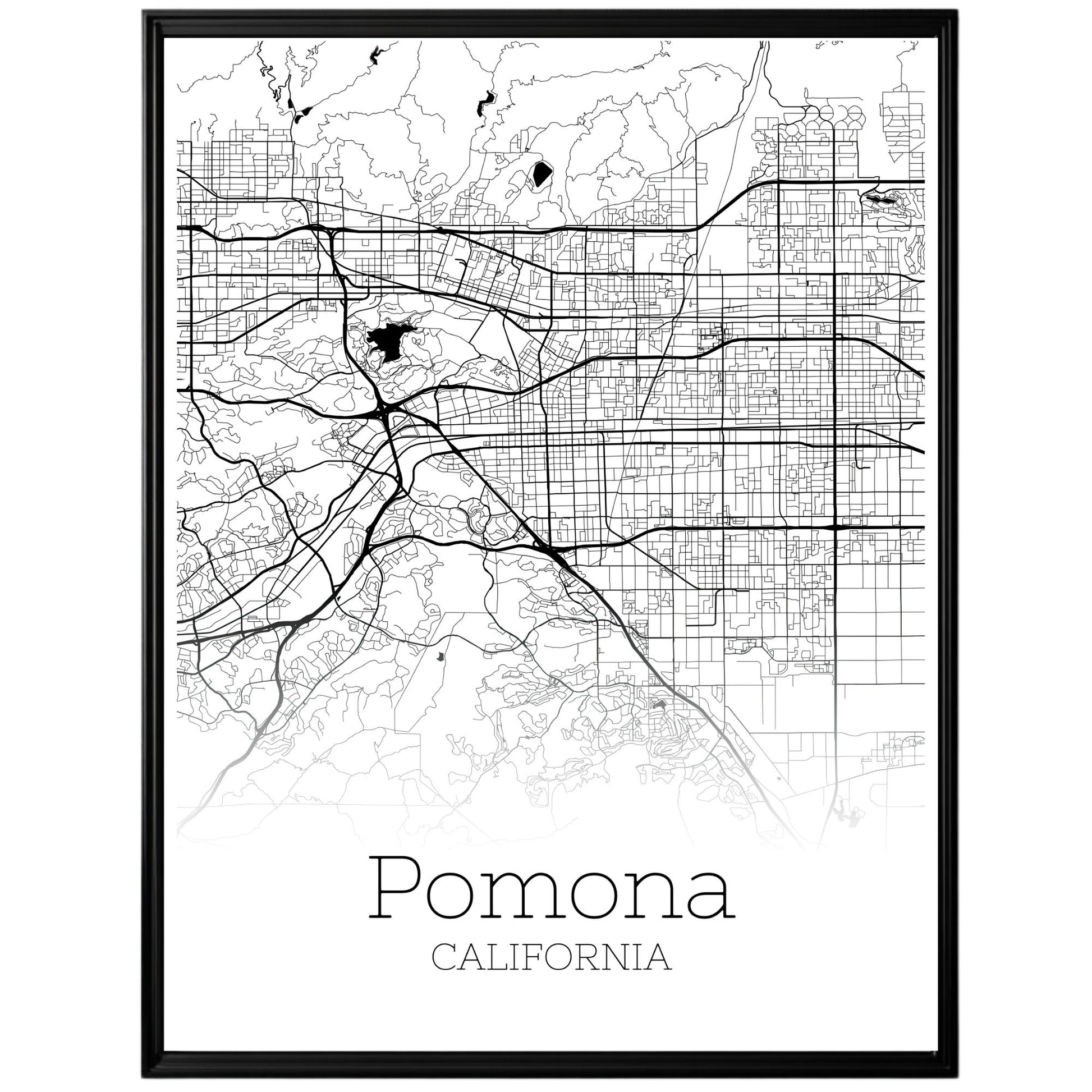 Pomona California City Map Poster - GroovyGrove