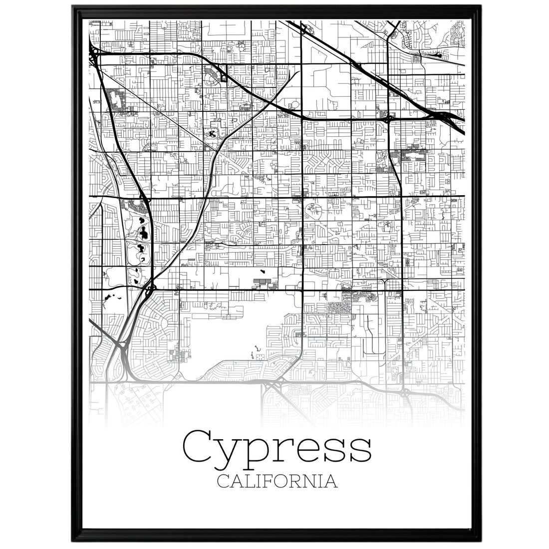 Cypress California City Map Poster - GroovyGrove