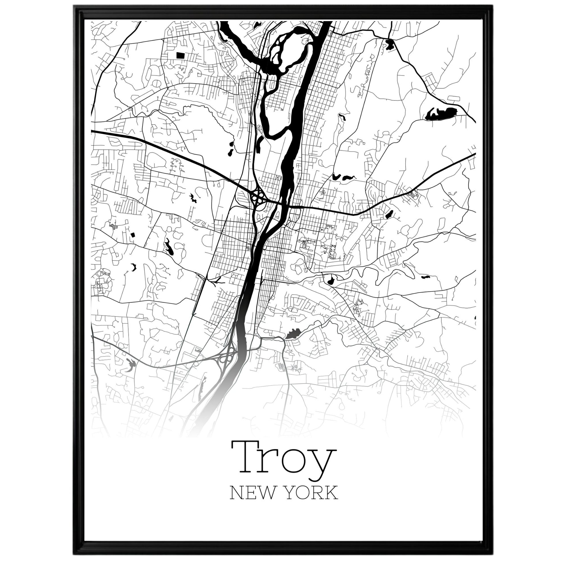 Troy New York City Map Poster - GroovyGrove