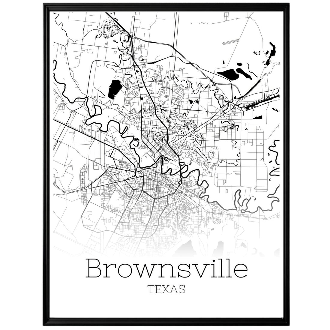 Brownsville Texas City Map Poster - GroovyGrove