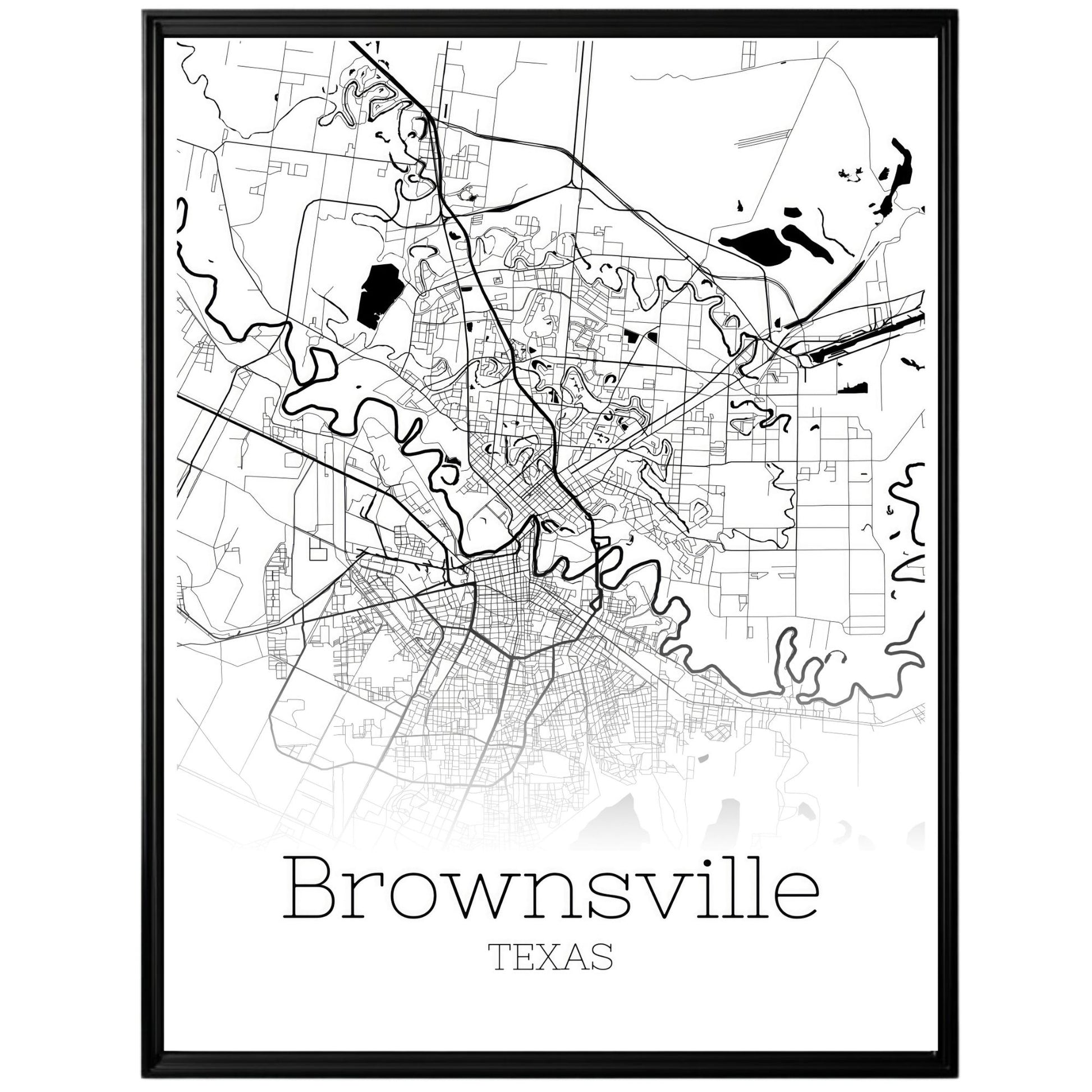 Brownsville Texas City Map Poster - GroovyGrove