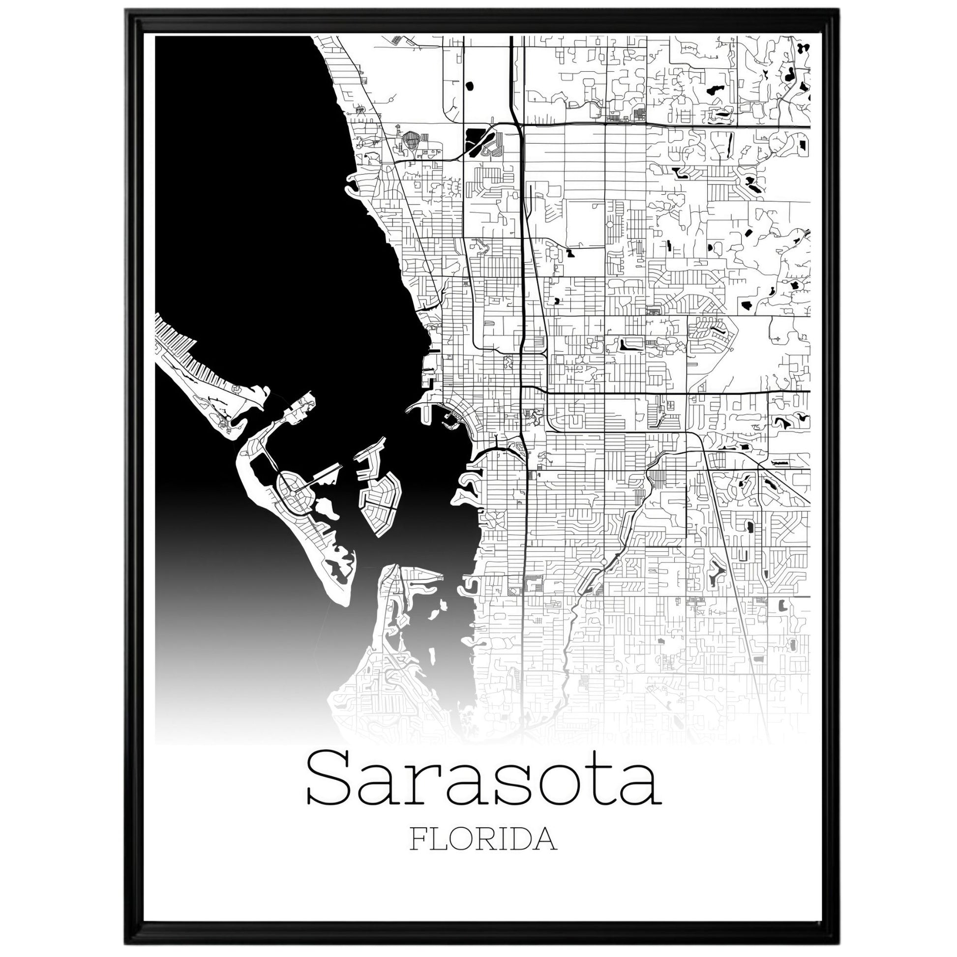 Sarasota Florida City Map Poster - GroovyGrove