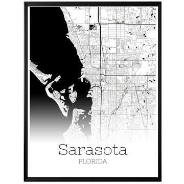 Sarasota Florida City Map Poster - GroovyGrove