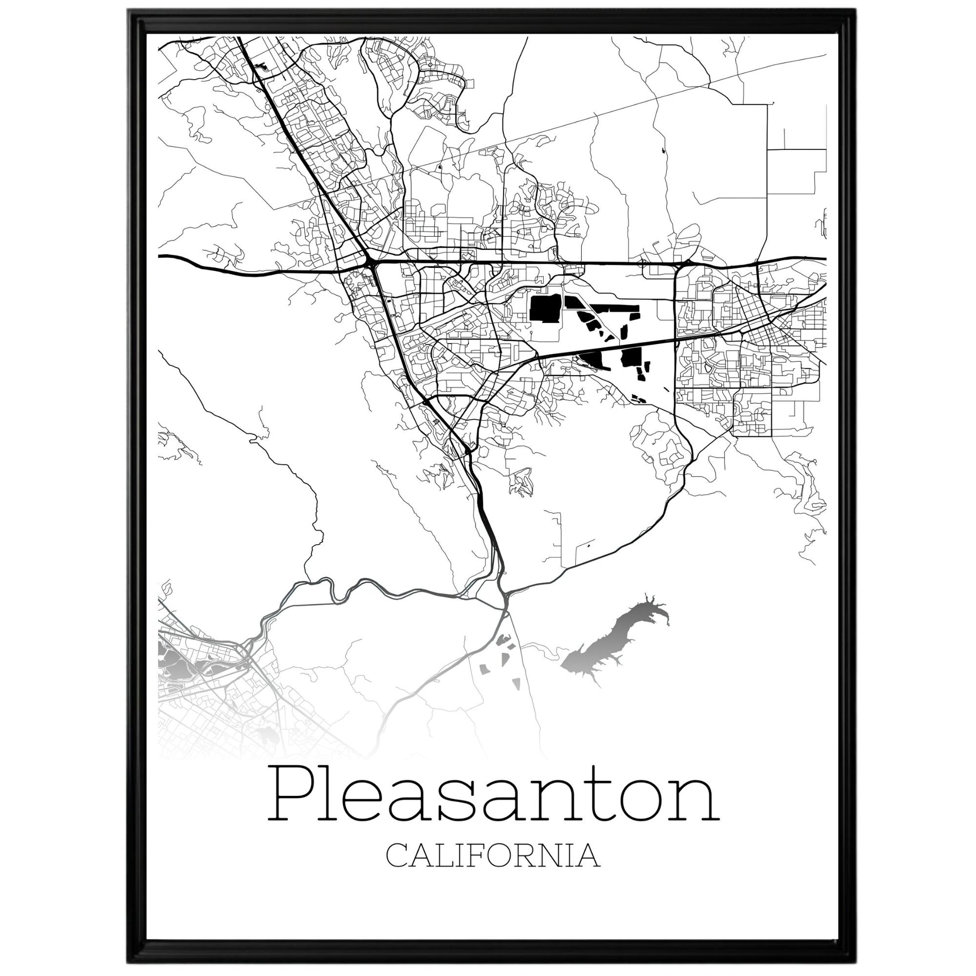 Pleasanton California City Map Poster - GroovyGrove