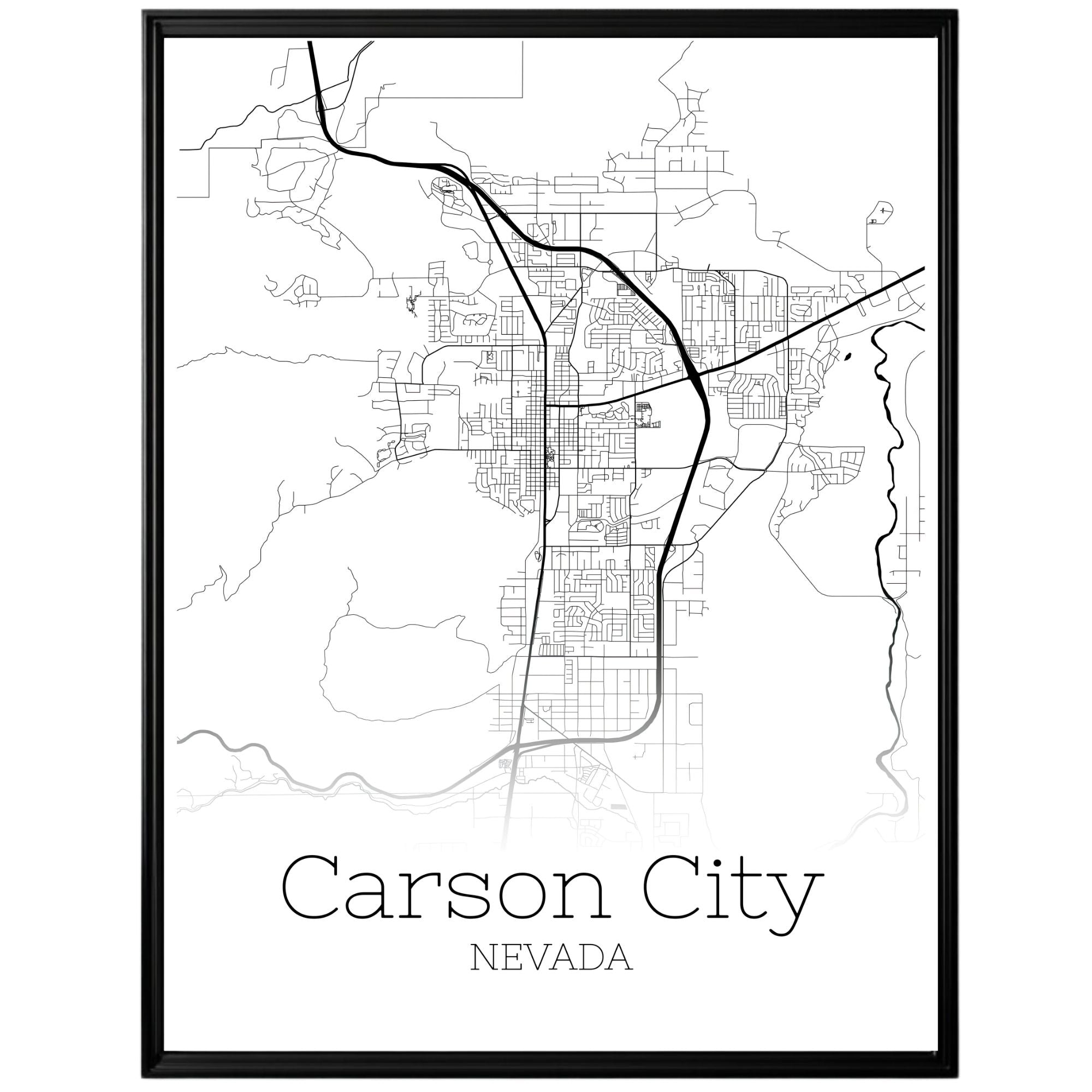 Carson City Nevada Map Poster - GroovyGrove