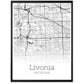 Livonia Michigan City Map Poster - GroovyGrove