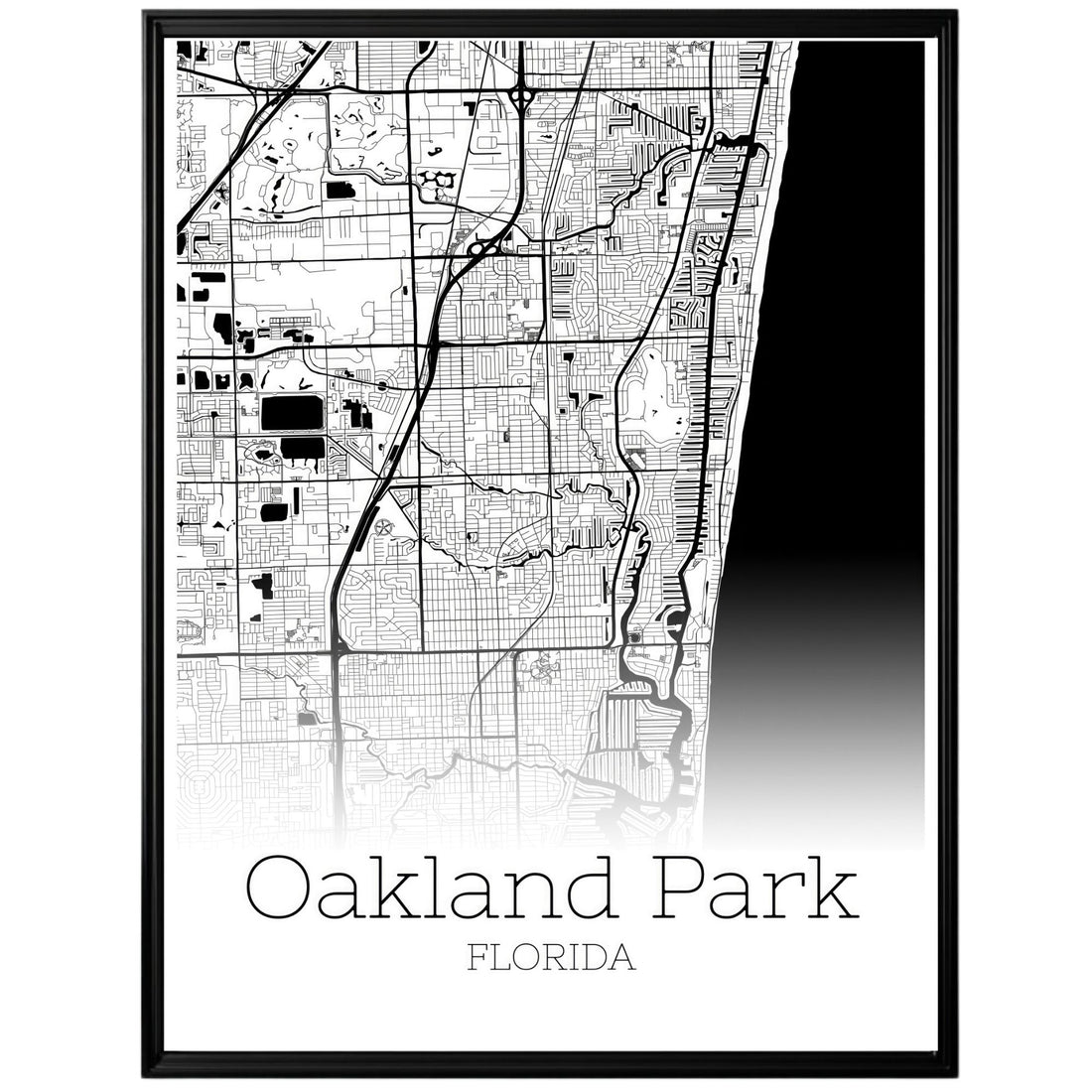 Oakland Park Florida City Map Poster - GroovyGrove