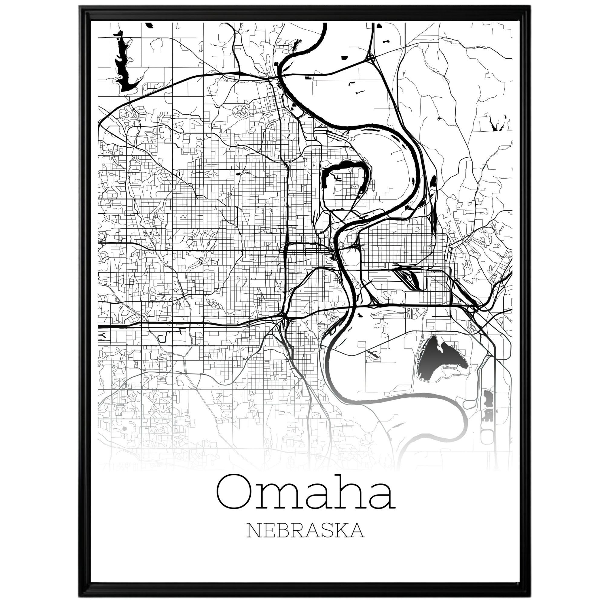 Omaha Nebraska City Map Poster - GroovyGrove