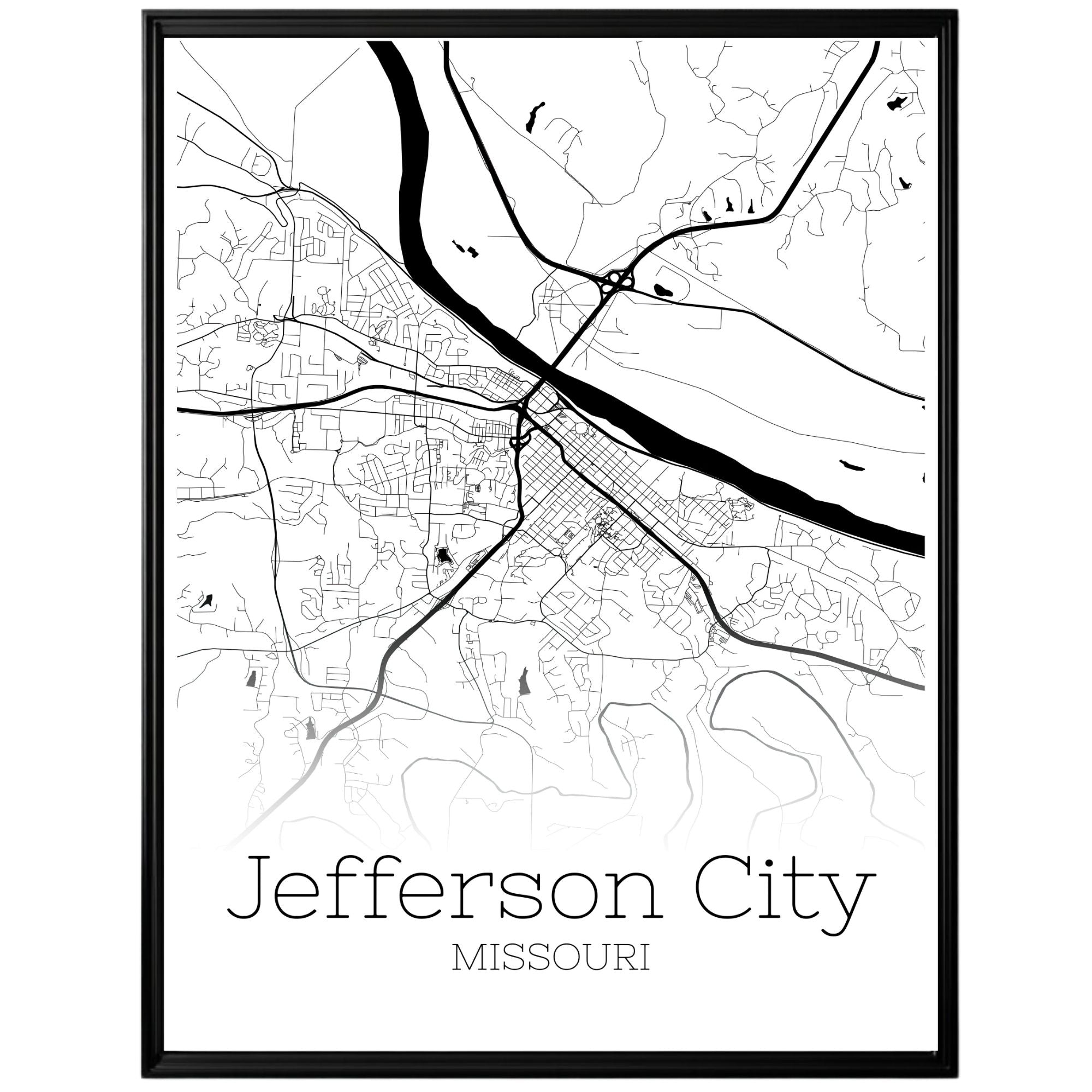 Jefferson City Missouri Map Poster - GroovyGrove