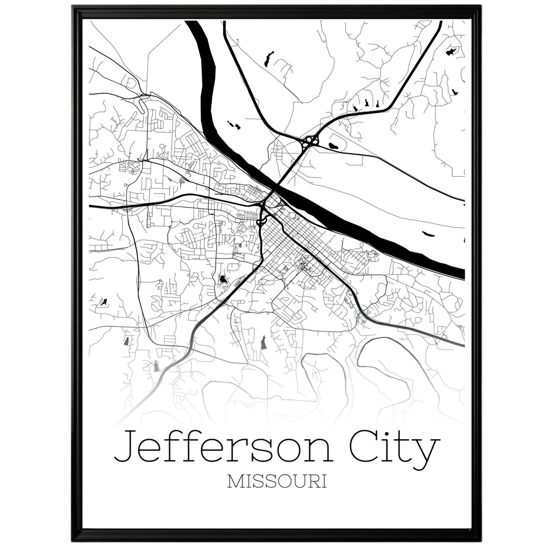 Jefferson City Missouri Map Poster - GroovyGrove