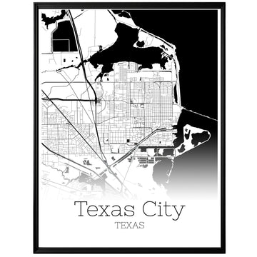 Texas City Texas Map Poster - GroovyGrove