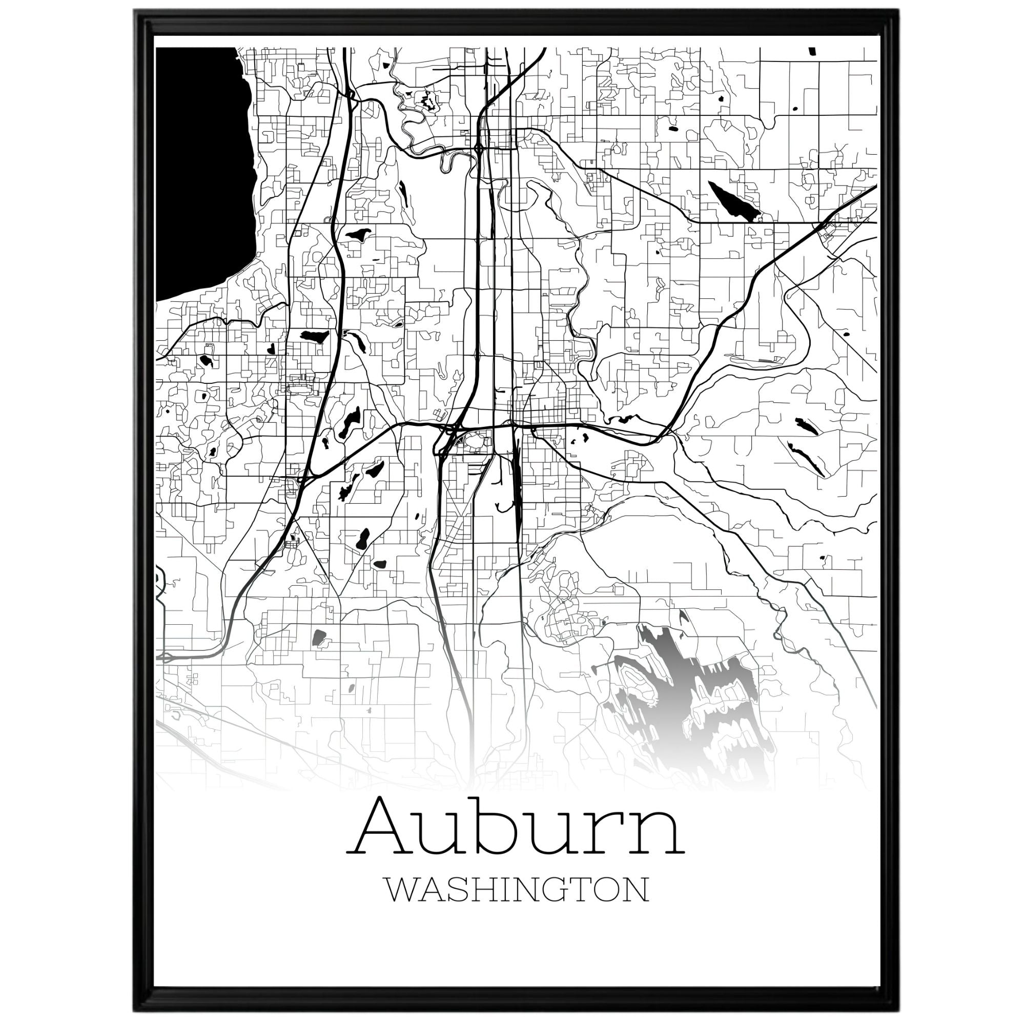 Auburn Washington City Map Poster - GroovyGrove