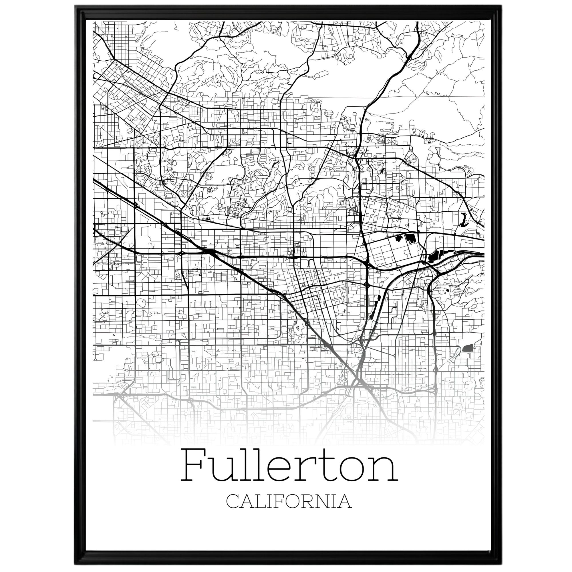 Fullerton California City Map Poster - GroovyGrove