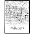 Fullerton California City Map Poster - GroovyGrove