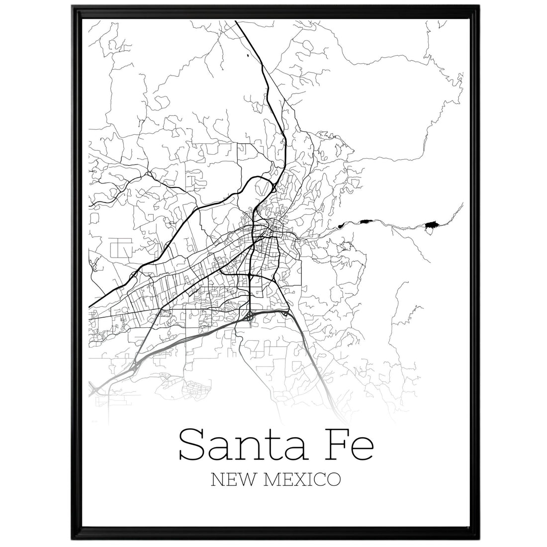 Santa Fe New Mexico City Map Poster - GroovyGrove