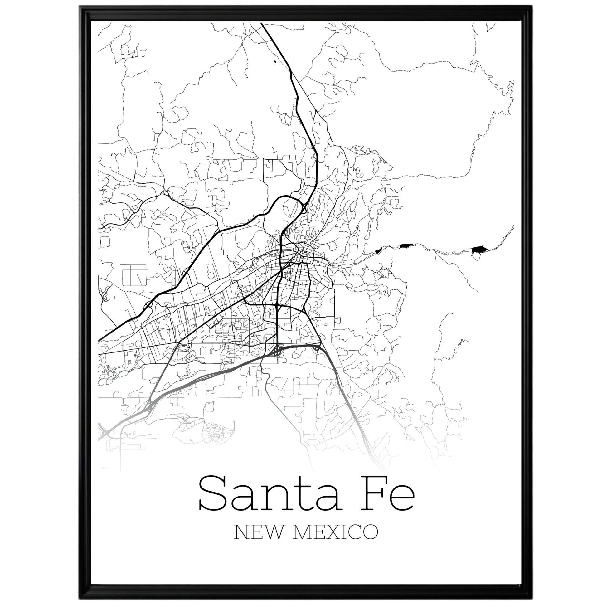 Santa Fe New Mexico City Map Poster - GroovyGrove