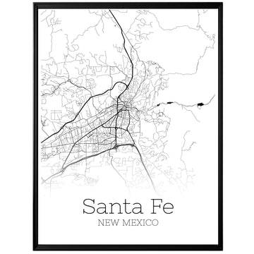 Santa Fe New Mexico City Map Poster - GroovyGrove