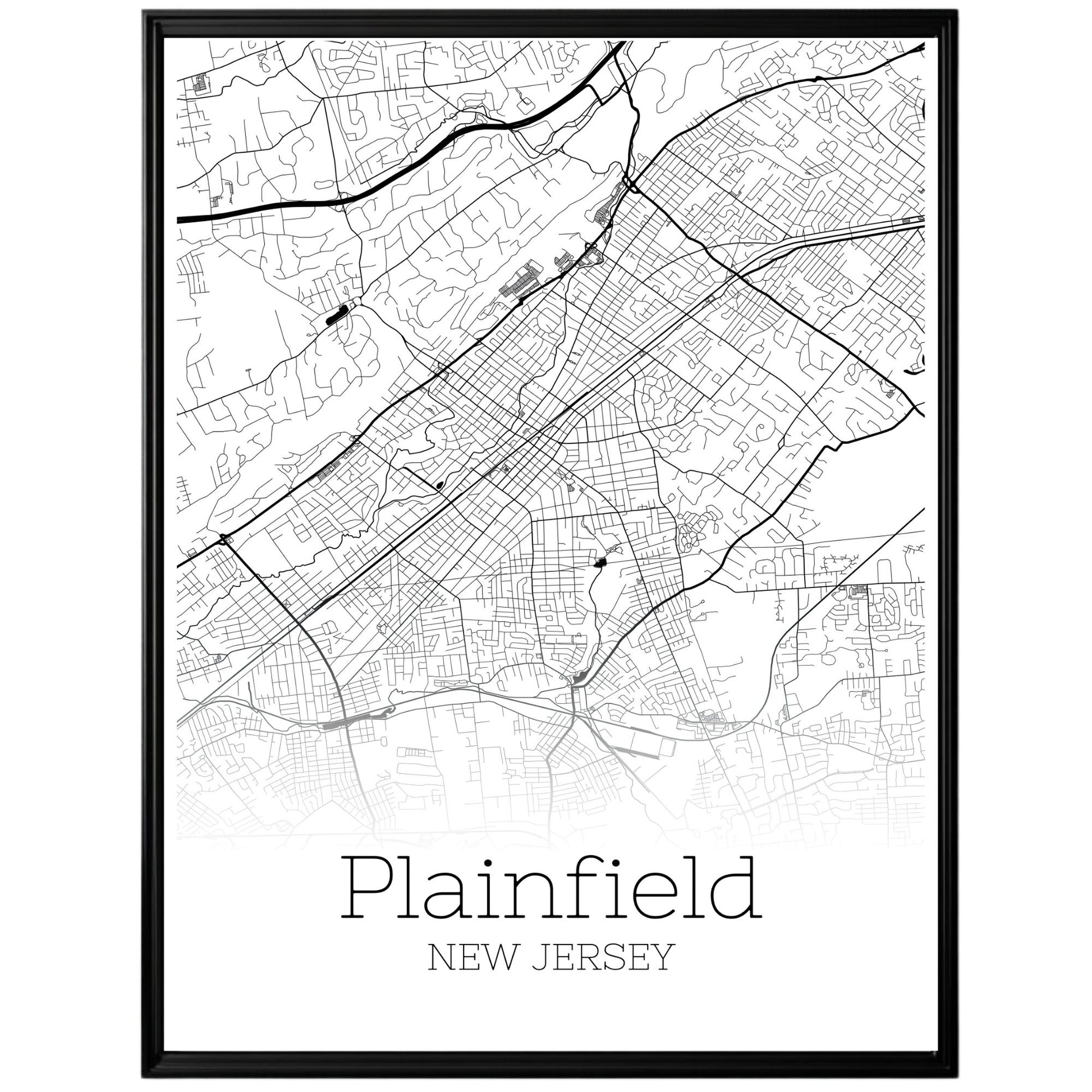 Plainfield New Jersey City Map Poster - GroovyGrove