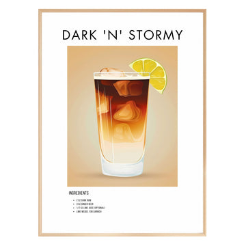 Dark 'N' Stormy Retro Cocktail Poster - GroovyGrove