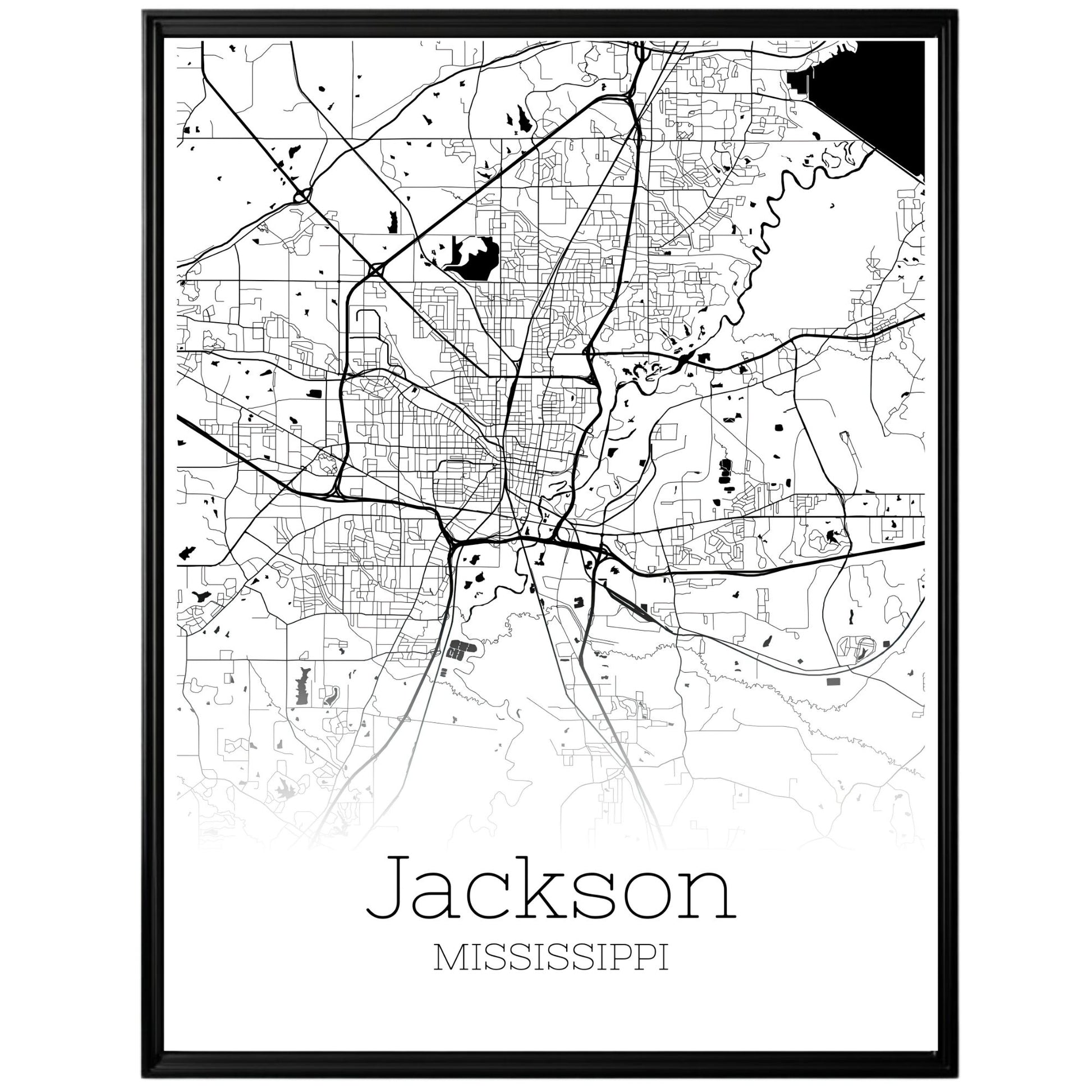 Jackson Mississippi City Map Poster - GroovyGrove