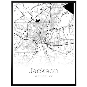 Jackson Mississippi City Map Poster - GroovyGrove