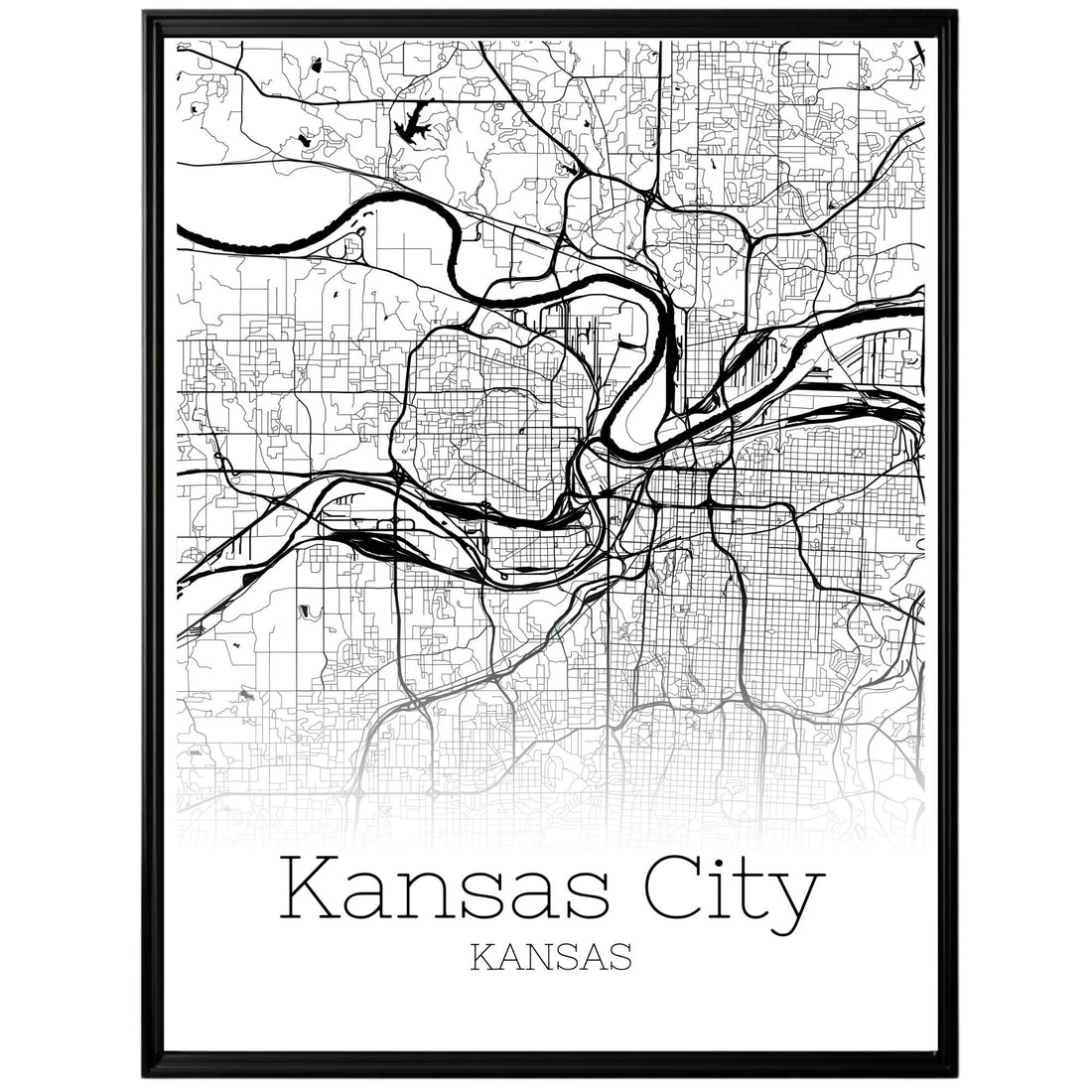 Kansas City Kansas Map Poster - GroovyGrove