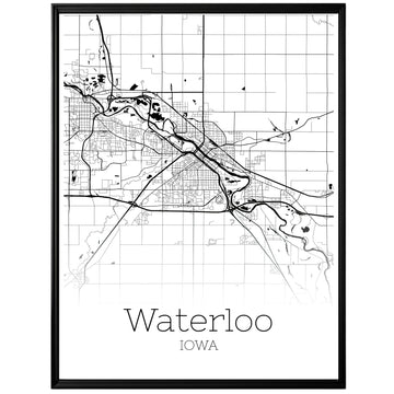 Waterloo Iowa City Map Poster - GroovyGrove