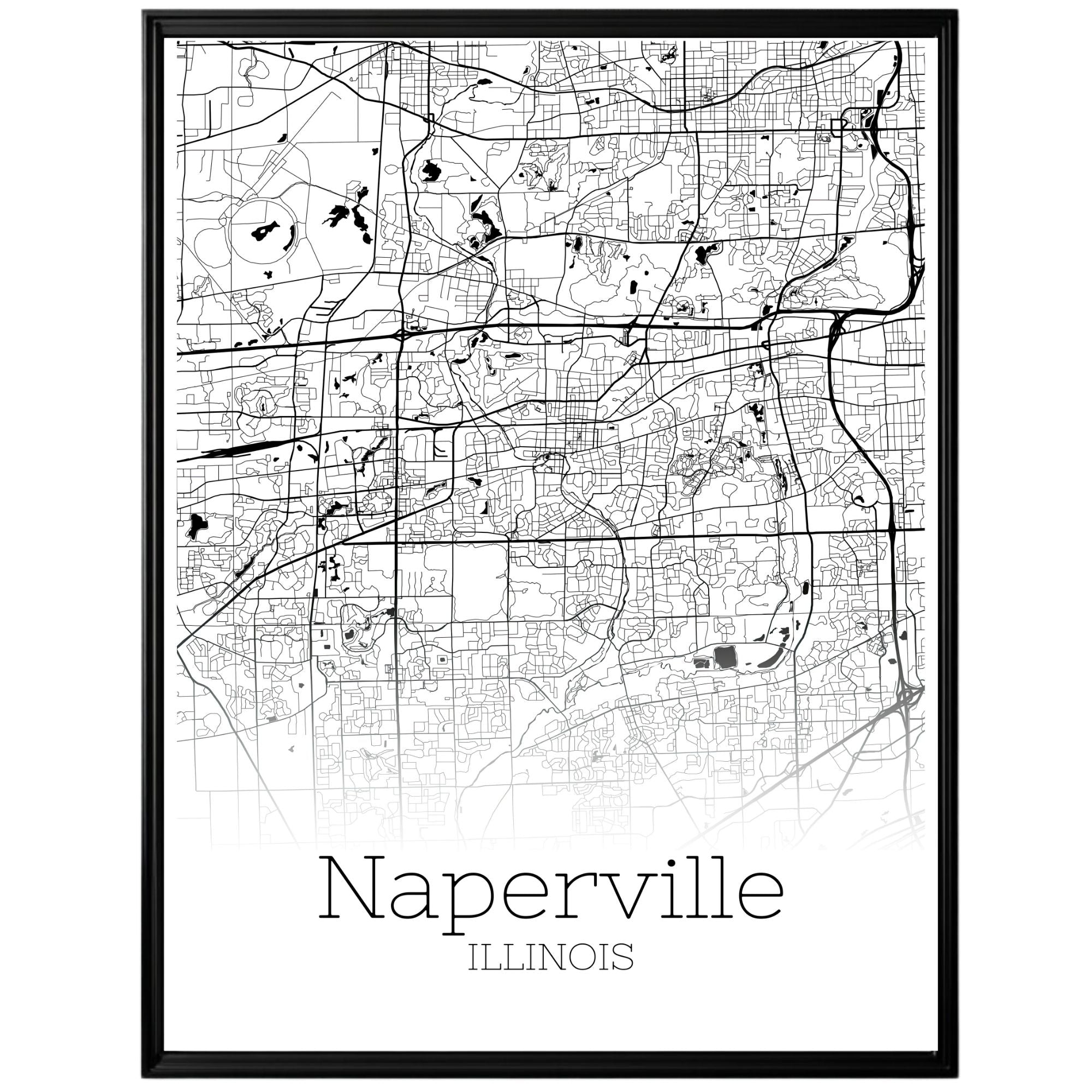 Naperville Illinois City Map Poster - GroovyGrove