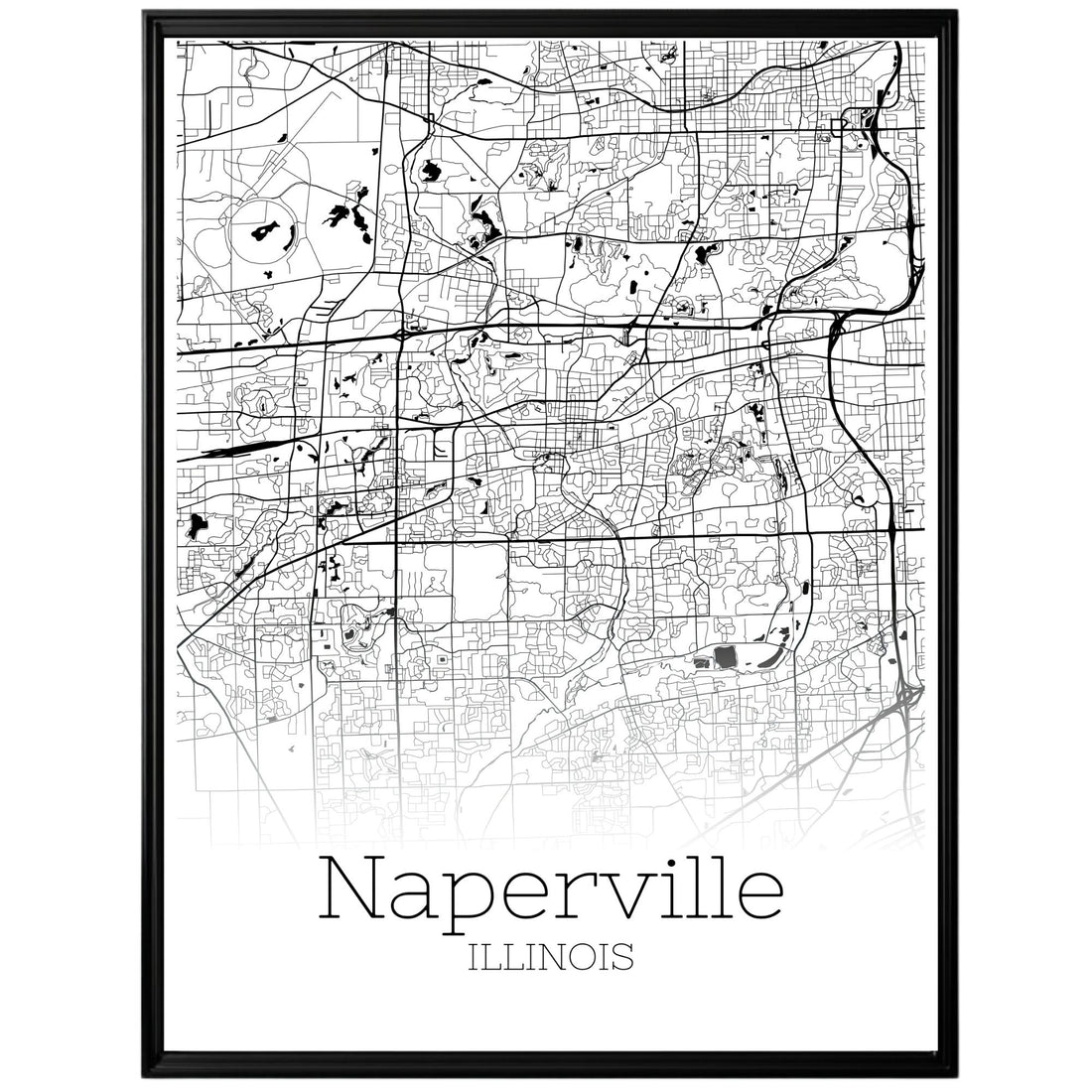 Naperville Illinois City Map Poster - GroovyGrove