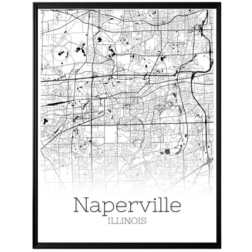 Naperville Illinois City Map Poster - GroovyGrove